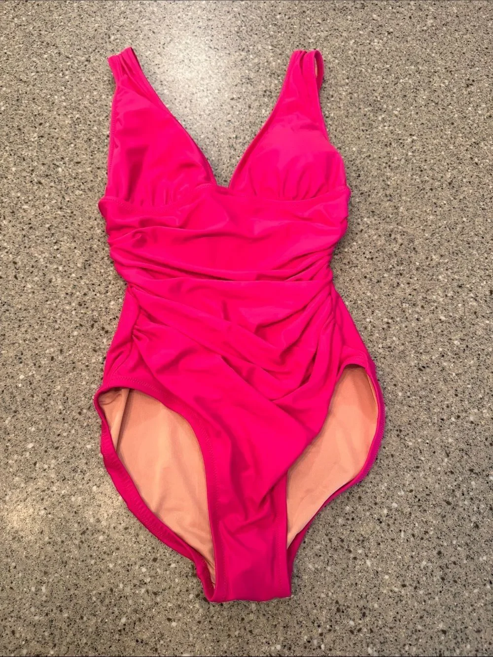 J. CREW Ruched V-Neck One Piece Swimsuit Pink *NEW*